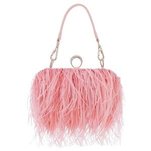Ostrich feather clutch peach